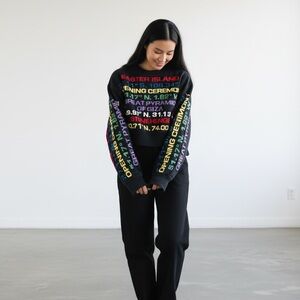 Opening Ceremony Black knitted cotton sweater with cool Text size S
